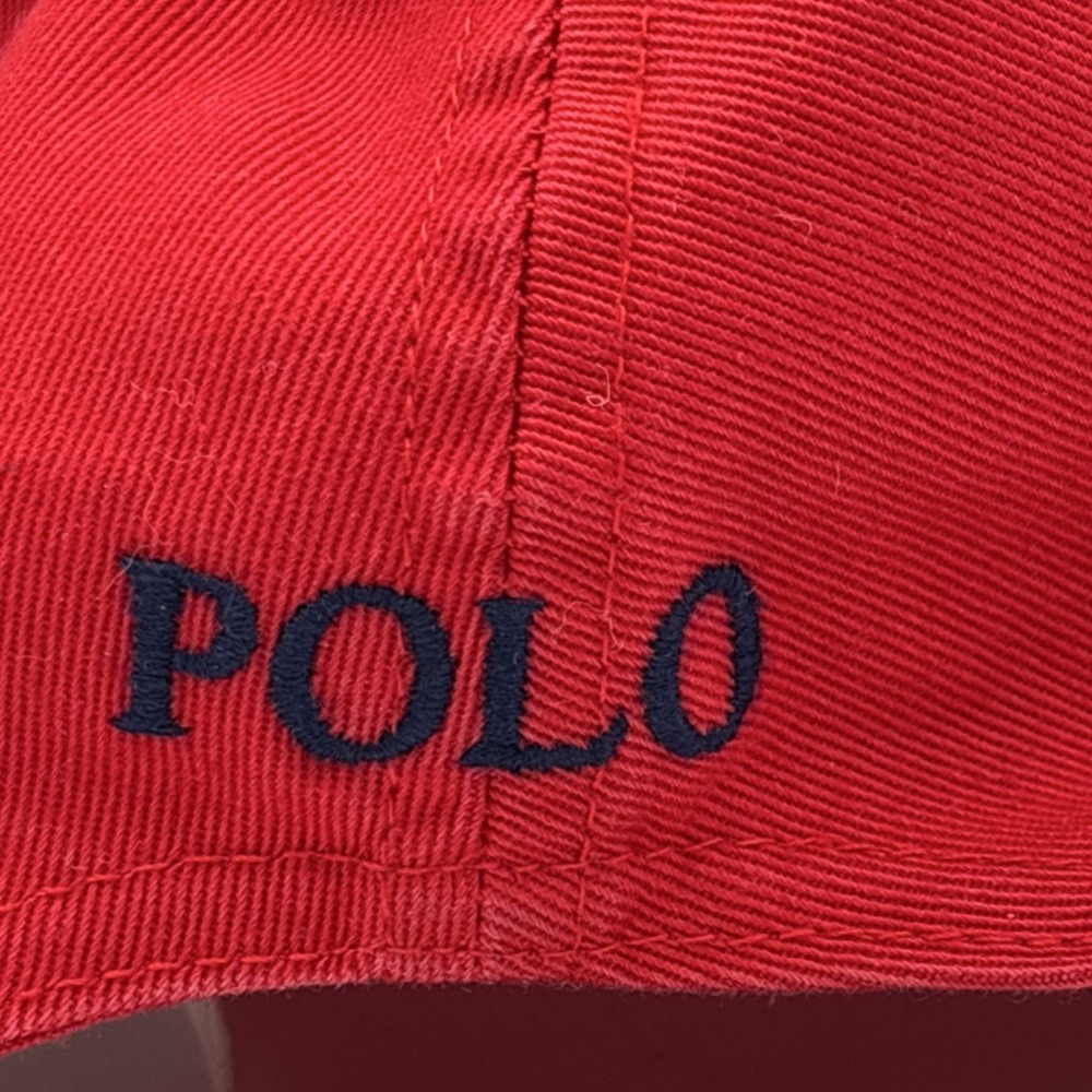 Polo Ralph Lauren Red Adjustable One Size Pony Logo Baseball Cap Hat Spell Out - Picture 4 of 11